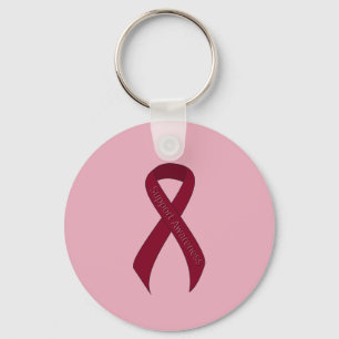 Burgundy Ribbon Support Awareness Sleutelhanger
