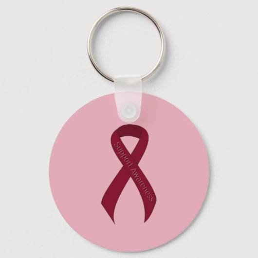 Burgundy Ribbon Support Awareness Sleutelhanger (Voorkant)