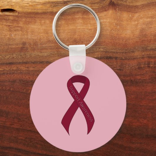 Burgundy Ribbon Support Awareness Sleutelhanger (Voorkant)