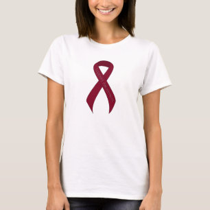 Burgundy Ribbon Support Awareness T-shirt