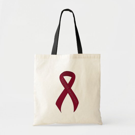 Burgundy Ribbon Support Awareness Tote Bag (Voorkant)