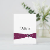 Burgundy Ribbon Table Seating Kaart (Staand voorkant)