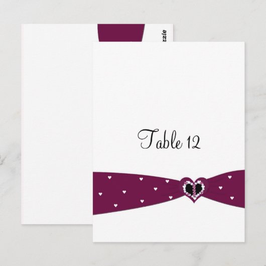 Burgundy Ribbon Table Seating Kaart (Voorkant / Achterkant)