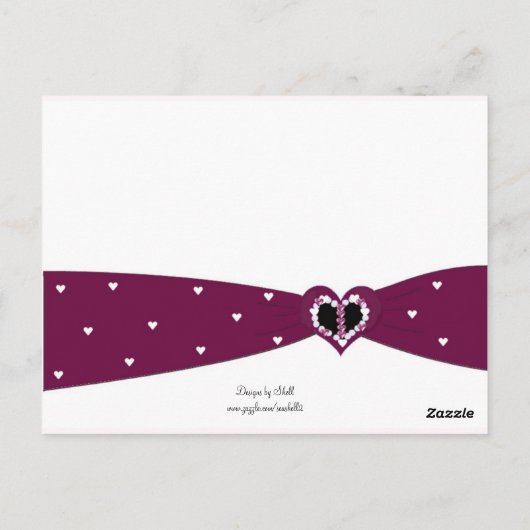 Burgundy Ribbon Table Seating Kaart (Achterkant)