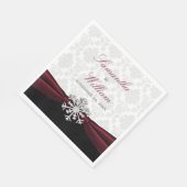 Burgundy Ribbon Winter Wedding Servet (Hoek)