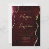 Burgundy Rode Agaat Script Trouwkaart Kaart (Voorkant)