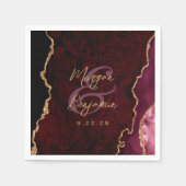 Burgundy Rode Agate Gouden Bruiloft Servet (Voorkant)