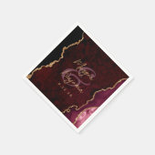 Burgundy Rode Agate Gouden Bruiloft Servet (Hoek)