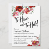 Burgundy Rode Bloemen Om Te Hebben en Te Houden Kaart (Voorkant)