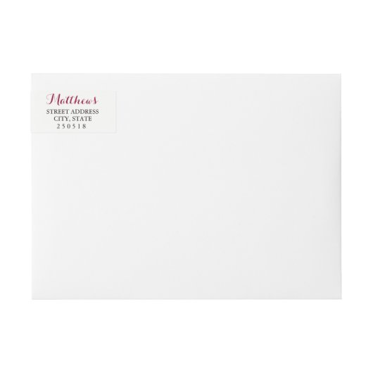 Burgundy Rode Bloemige Wikkel Etiket (Voorkant)