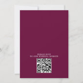Burgundy Rode Bloemrijke Chic Budget QR Code Trouw Kaart (Achterkant)