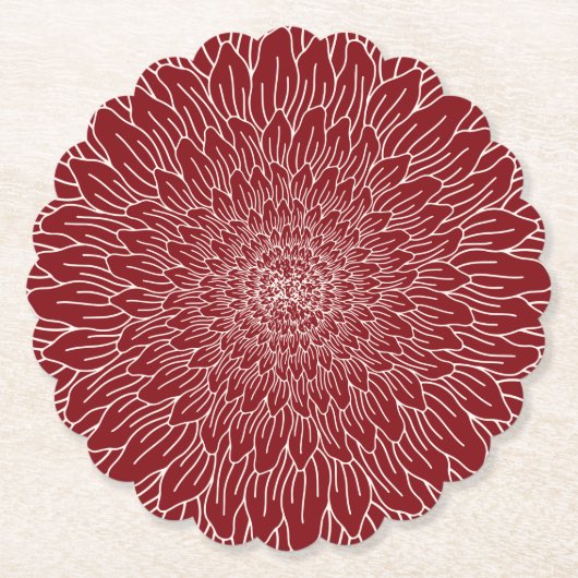 Burgundy rode herhalingsbloem bloem botanisch beve kartonnen onderzetters (Voorkant)