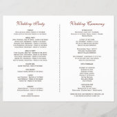 Burgundy Rode Marsala Bloemen Bruiloftsprogramma Flyer (Achterkant)