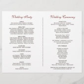Burgundy Rode Marsala Bloemen Bruiloftsprogramma Flyer (Achterkant)
