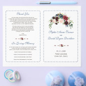 Burgundy Rode Marsala Bloemen Bruiloftsprogramma Flyer (Enkel)