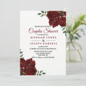 Burgundy Rode Roos Bloemstuk Bruidsparen Shower Ui Kaart (Staand voorkant)