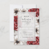 Burgundy Rode Rozen Anemoon Bloemen Bruiloft RSVP  Kaart (Voorkant)