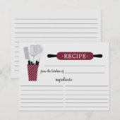Burgundy Rolling Pin Kitchen Tools Recipcard Briefkaart (Voorkant / Achterkant)
