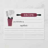 Burgundy Rolling Pin Kitchen Tools Recipcard Briefkaart (Voorkant)