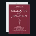 Burgundy Romantic Botanical Wedding Invitation Kaart<br><div class="desc">Burgundy Romantic Botanical Wedding Invitation</div>