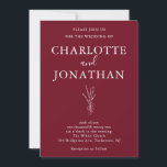 Burgundy Romantic Botanical Wedding Invitation Kaart<br><div class="desc">Burgundy Romantic Botanical Wedding Invitation</div>
