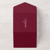 Burgundy Romantic Elegant Botanical Wedding All In One Uitnodiging (Buitenkant)