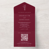 Burgundy Romantic Elegant Botanical Wedding All In One Uitnodiging (Binnen)