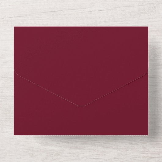 Burgundy Romantic Elegant Botanical Wedding All In One Uitnodiging (Achterkant)