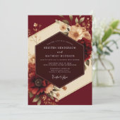 Burgundy Romantic Flora Wedding Kaart (Staand voorkant)