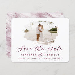 Burgundy Romantic geborsteld Lijst met foto Save The Date
