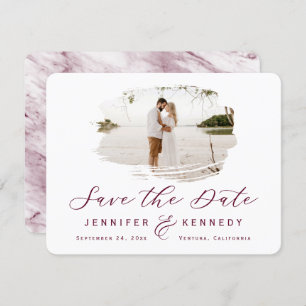 Burgundy Romantic geborsteld Lijst met foto Save The Date