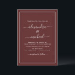 Burgundy Romantic Wedding Modern Typografie Invita Kaart<br><div class="desc">De Burgundy Romantic Wedding Spring of Summer Wedding Invitations - omvat mooie en elegante scripttypografie met een moderne,  eenvoudige en klassieke kleur voor de speciale dag van de bruiloft.</div>