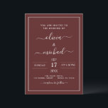 Burgundy Romantic Wedding Modern Typografie Invita Kaart<br><div class="desc">De Burgundy Romantic Wedding Spring of Summer Wedding Invitations - omvat mooie en elegante scripttypografie met een moderne,  eenvoudige en klassieke kleur voor de speciale dag van de bruiloft.</div>