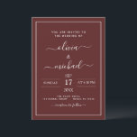 Burgundy Romantic Wedding Modern Typografie Invita Kaart<br><div class="desc">De Burgundy Romantic Wedding Spring of Summer Wedding Invitations - omvat mooie en elegante scripttypografie met een moderne,  eenvoudige en klassieke kleur voor de speciale dag van de bruiloft.</div>