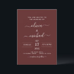 Burgundy Romantic Wedding Modern Typografie Kaart<br><div class="desc">De Burgundy Romantic Wedding Spring of Summer Wedding Invitations - omvat mooie en elegante scripttypografie met een moderne,  eenvoudige en klassieke kleur voor de speciale dag van de bruiloft.</div>