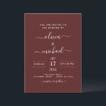 Burgundy Romantic Wedding Modern Typografie Kaart<br><div class="desc">De Burgundy Romantic Wedding Spring of Summer Wedding Invitations - omvat mooie en elegante scripttypografie met een moderne,  eenvoudige en klassieke kleur voor de speciale dag van de bruiloft.</div>