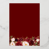 Burgundy Rood Bloemend 50ste Hochzeitstaart Gouddk Folie Uitnodiging (Achterkant)