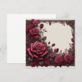 Burgundy Rood Bloemmotief Kaart Sjabloon (Voorkant / Achterkant)