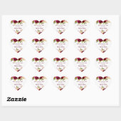 Burgundy Rood Boho Bloem Quinceanera Hart Sticker (Vel)