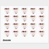 Burgundy Rood Boho Bloemrijke Sweet Sixteen 16 Ver Hart Sticker (Vel)
