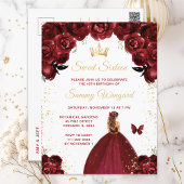Burgundy Rood Bruin Haar Prinses Sweet Sixteen Briefkaart