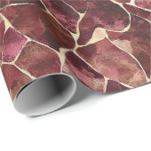 Burgundy Rood Chic Abstract Bruiloft Borrel Cadeaupapier (Rol Hoek)