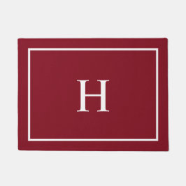 Burgundy Rood Elegant Modern Monogram Deurmat