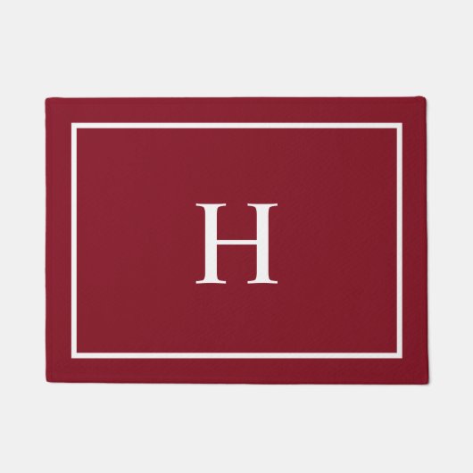 Burgundy Rood Elegant Modern Monogram Deurmat (Voorkant)