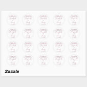 Burgundy Rood Elegant Script Trouw Dank Je Ronde Sticker (Vel)