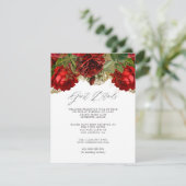 Burgundy Rood en Goud Oude Rozen Gastdetails Informatiekaartje (Staand voorkant)