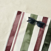 Burgundy Rood Groen Crème Strepen   Strandlaken (In situ)