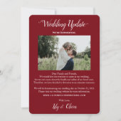 Burgundy Rood Huwelijksupdate 2 Foto Downscaling Aankondiging (Voorkant)