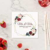 Burgundy Rood Marine Bloem Geometrische Papieren S Servetten (Insitu)