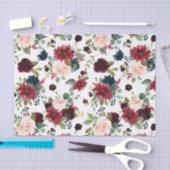 Burgundy Rood Navy Blauwe Aquarel Bloemen Tissuepapier (Craft)